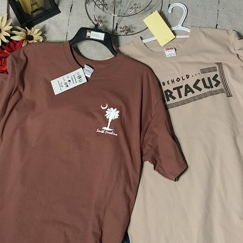 728  Two Size Large Fartacus & South Car Tee Shirt